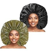 Jumbo Size Shower Cap 2 PCS Waterproof Shower Caps for Women, Extra Large Shower Cap, Reusable Su...