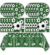 Soccer Theme Party Decorations,41Pcs Soccer Birthday Party Supplies Tableware Set with Party Plat...