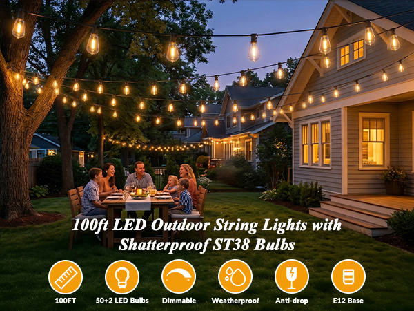 outdoor string lights 100FT