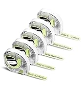 5 Pack Black on Luminuous Tape| Glow in The Dark Tape| Adhesive Thermal Plastic Label Compatible ...