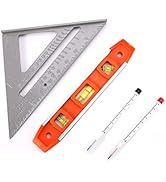Rafter Square and Torpedo Level Set,Carpentry Squares, Magnetic Leveler Tool with Different Bubbl...