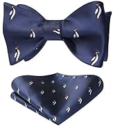 HISDERN Self Tie Bow Ties for Men Animal Fun Bowties Pocket Square Woven Silk Bowtie Handkerchief...