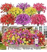 Alupssuc 24 Bundles Artificial Flowers for Outdoors Decoration, UV Resistant Silk Faux Daisy Flor...
