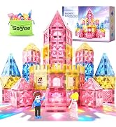Soyee Diamond Magnetic Tiles Magnet Building Blocks - Princess Castle Toys for Girls & Boys Age 3...
