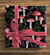 ZINTBIAL Mushroom Wrapping Paper for Kids Adults- Black White Funny Plant Gift Packaging for Spri...