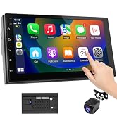 Wireless CarPlay Screen for Car & Android Auto Head Unit - Touchscreen 7 Inch Double Din Car Ster...