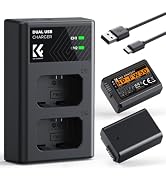 K&F Concept NP-FW50 Battery Charger Set, 2-Pack 1100mAh Replacement Battery | Compatible with Son...