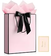 YoungTree Pink Gift Bags with Handles, 13" Medium Gift Bag with 2 Tissue Paper and 1 Card, Presen...