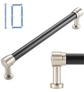 KOOFIZO Black and Nickel Cabinet Pulls, 10-Pack Cabinet Handles, 6-1/4 Inch Screw Spacing, P25 Ha...