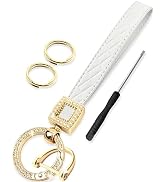 GABOX Extended Wristlet Keychain for Women Rhinestone Ring Carabiner & Horseshoe Clasp for Car Ke...