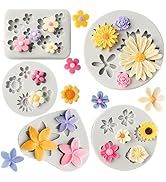 JOERSH 5PCS Flower Mold, Silicone Chocolate Molds Daisy Flower Sunflower Fondant Cake Decorating,...