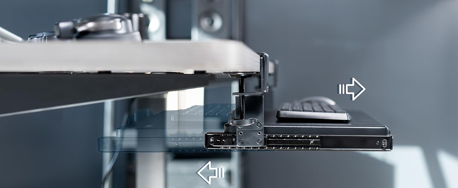 Clamp-on Height Adjustable Keyboard Tray
