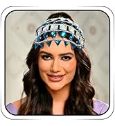 JEAIRTS Blue Rhinestone Cap Headband Silver Flapper Crystal Headpiece Sparkly Costume Hair Access...