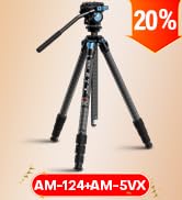 SIRUI AM-124 Carbon Fiber Tripod with AM-5VX Fluid Head, 65.6“ Compact Video Camera Tripod for Tr...