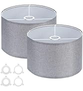 PATIKIL Drum Lamp Shades for Table Lamps 12"x12"x8" Linen Lampshade Set of 2 Easy Assembly Lamp S...