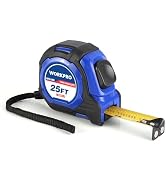 WORKPRO 25FT Auto-Lock Tape Measure, 1/8 Fractions Easy Read Measuring Tape, Double Retract Measu...