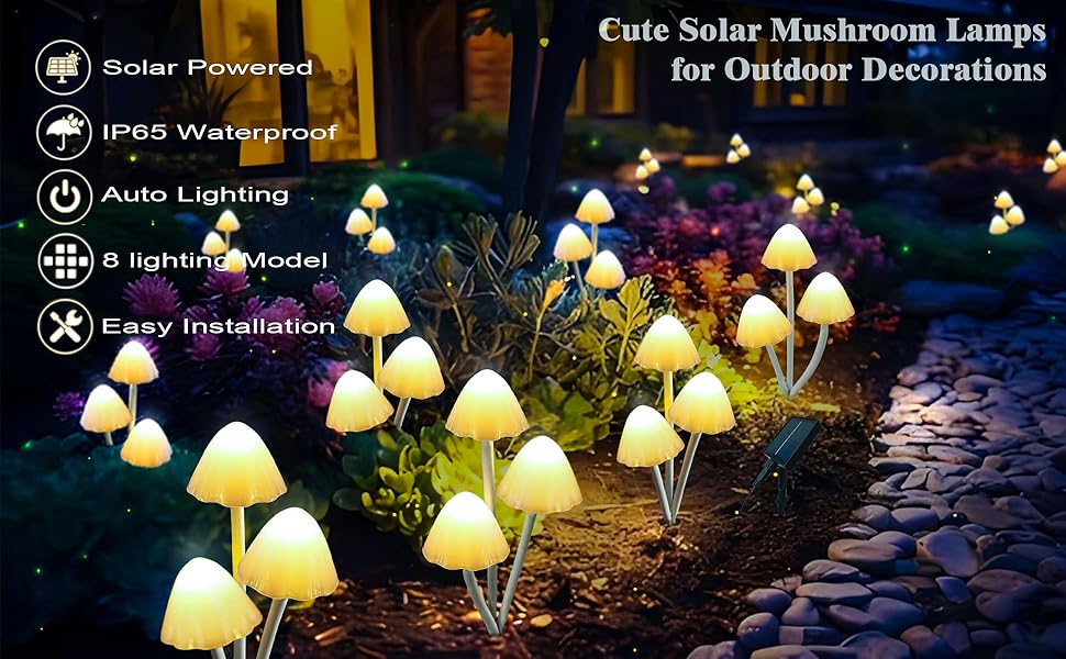Solar Mushroom Lights Outdoor Decorations