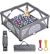 GENTEACO Foldable Baby Playpen, Extra Large Play Pen for Babies and Toddlers, Baby Fence Play Yar...