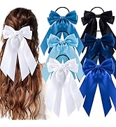 hisial 6Pcs Bow Hair Ties Non-Damage Ponytail Holders Hair Bows Ribbon for Women Fashion Bows Acc...