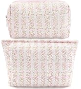 2Pcs Small Makeup Bag Quilted Cosmetic Bag Flower Pencil Case Travel Makeup Bag Set for Women Cut...
