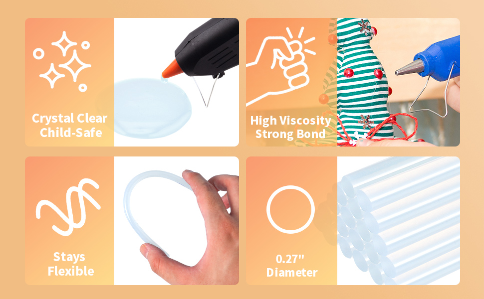 Clear hot glue gun sticks
