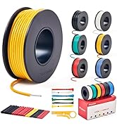 20 AWG Solid Core Wire Kit – 20 Gauge PVC Coated Copper Wires Pre-Tinned 23ft or 7m Each Spool, 6...