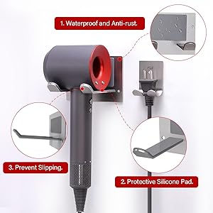 Hair Dryer Holder Wall Mounted Self Adhesive