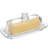 Gusnilo Glass Butter Dish,Classic Butter Transparent Tray Butter Stick Keeper Tray With Lid And H...