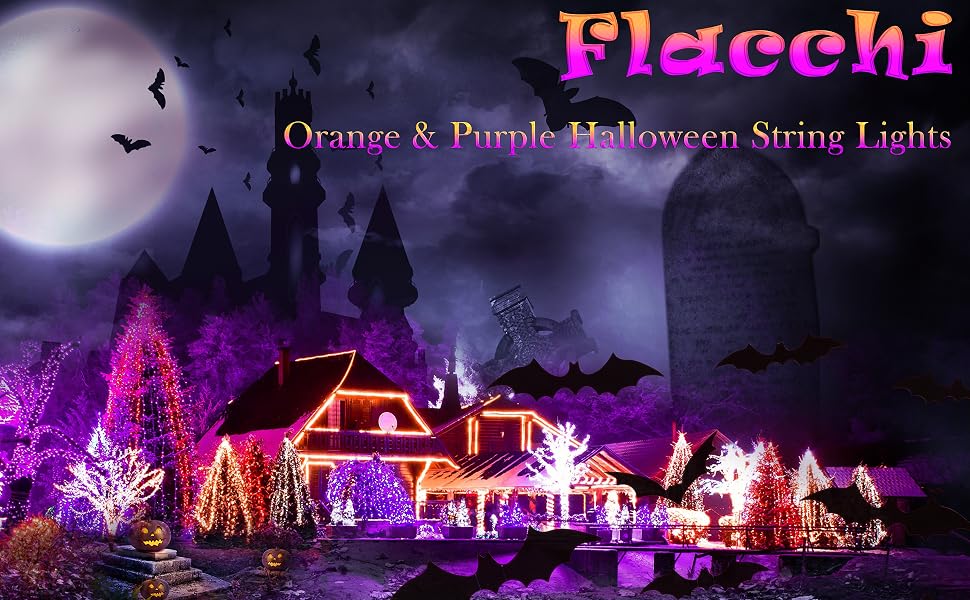 Orange and Purple Halloween String Lights