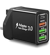 UK Travel Plug Adapter, 40W 4-Port UK USB Charger Ireland UK Plug Adapter UK USB Charger Block PD...
