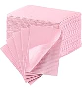 JMU Pink Dental Bibs, 50 Pack 3-Ply Waterproof Disposable Dental Bibs 13"x18" for Dental Clinic, ...