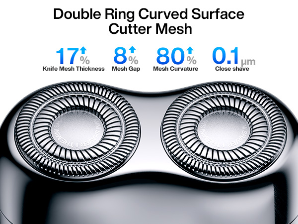 yoose mini shaver with double ring curved surface cutter mesh