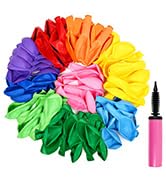 Simetufy 100 Pcs Colorful Balloons with Pump, 12 Inch Thickened Balloons Assorted Colors, Latex B...