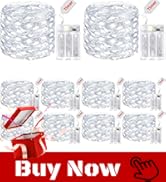 kolpop 10 Pack Fairy Lights Battery Operated, 50 LED Twinkle Lights with Timer, Cool White Mini S...