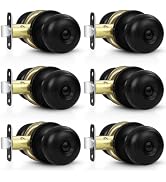Estmoon 6 Pack Door Knobs, Matte Black Privacy Door Knob with Lock, Keyless Door Handle with Lock...