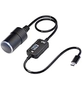 USB C to 12V Cigarette Lighter Adapter: Max 36W USB C Male to Car Cigarette Lighter Female Socket...