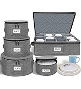 punemi China Storage Containers 5-Piece Set w/Hard Shell Sides & Bottom, Quilted Stackable Plate ...
