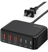 USB C Charger Block, GaN Fast USB Charging Station Hub with 100W Max 6-Port | 3 USB-C & 3 USB-A C...