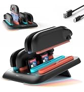 TRANSNOVO Charging Dock for Nintendo Switch 2 (2025) – 4-in-1 Dual-Sided Magnetic JoyCon Charger ...