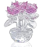 H&D HYALINE & DORA Pink Crystal Rose Bouquet Flowers Figurines Ornament with Gift Box