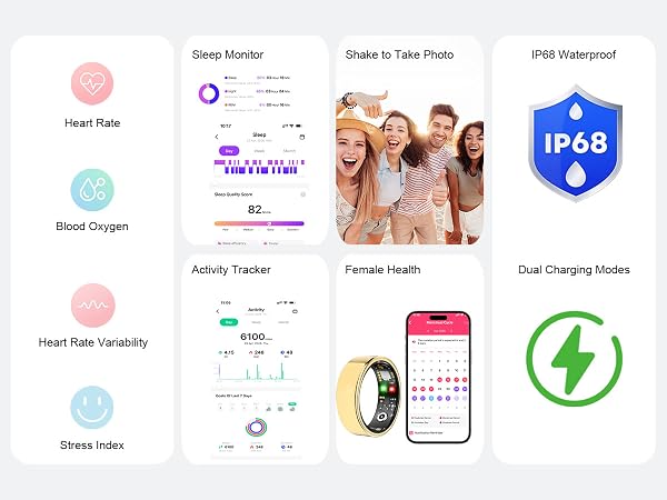 Smart ring tracks heart rate, HRV, SpO2, sleep, stress, and activity for everyday fitness tracking