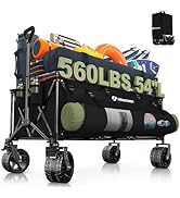 Hikemoon 400L Large Wagons Carts Foldable, 54" Extra Long Collapsible Beach Wagon with Big All-Te...