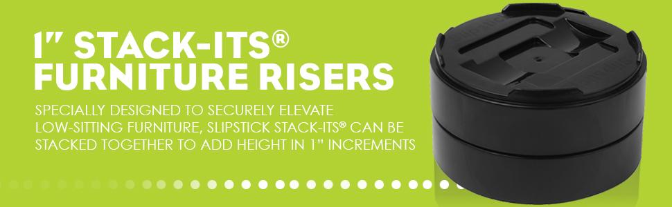 designed to securely elevate low-sitting furniture stacked together to add height in 1" increments