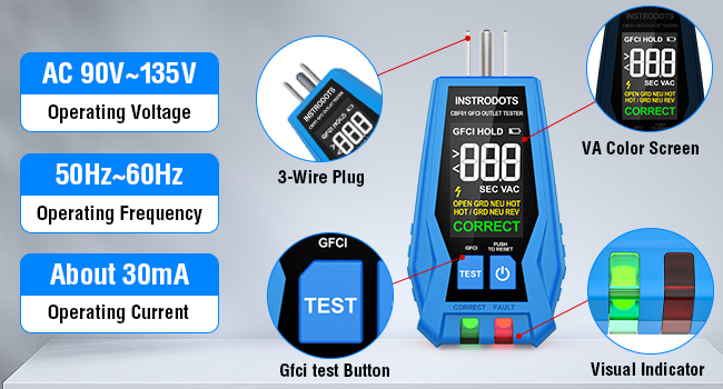 Circuit Breaker Finder & GFCI Outlet Tester with Digital LCD Display