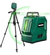 Laser Level with Adjustable 47 inch Tripod, RockSeed 1x360° Horizontal and 1x 150° Vertical Green...