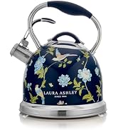Laura Ashley Elveden Navy Whistling Tea Kettle Stovetop, Tea Pot for Stove | Stainless Steel Wate...