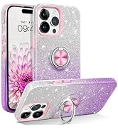 BENTOBEN Compatible with iPhone 15 Pro Max Case with Ring Holder,Glitter Sparkly iPhone 15 Pro Ma...