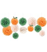 NICROHOME EUR Little Cutie Baby Shower Decorations, 12 PCS Light Orange Green Tissue Paper Pom Po...