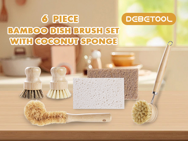 Bamboo dish brush set