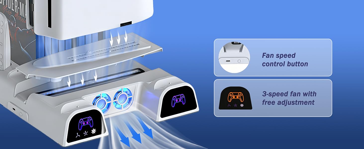 3-speed fan with free adjustment